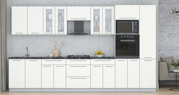 Изображение товара Кухонный гарнитур Интерлиния Мила Пластик 3.6 (зефирный/зефирный/кастилло темный)