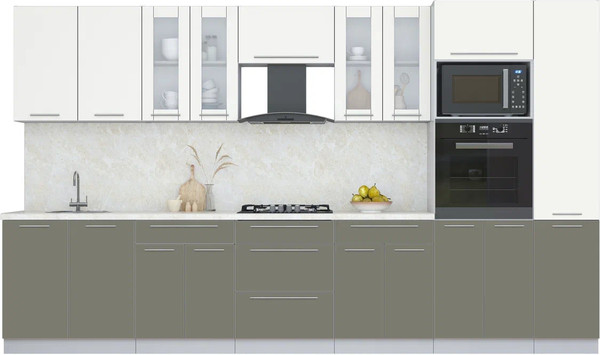 Изображение товара Кухонный гарнитур Интерлиния Мила Пластик 3.6 (зефирный/кварцевый/опал светлый)