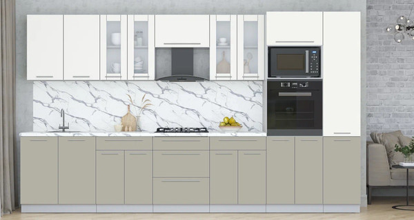 Изображение товара Кухонный гарнитур Интерлиния Мила Пластик 3.6 (зефирный/латте/белый гранит)