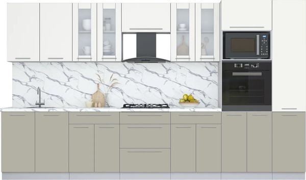 Изображение товара Кухонный гарнитур Интерлиния Мила Пластик 3.6 (зефирный/латте/белый гранит)