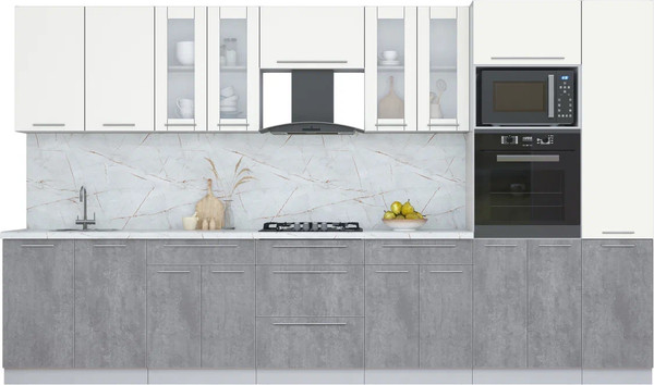 Изображение товара Кухонный гарнитур Интерлиния Мила Пластик 3.6 (зефирный/оксид темный/серый каспий)