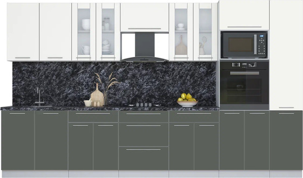Изображение товара Кухонный гарнитур Интерлиния Мила Пластик 3.6 (зефирный/шторм/кастилло темный)