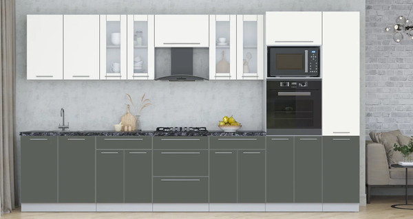 Изображение товара Кухонный гарнитур Интерлиния Мила Пластик 3.6 (зефирный/шторм/кастилло темный)