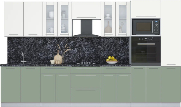 Изображение товара Кухонный гарнитур Интерлиния Мила Пластик 3.6 (зефирный/полынь/кастилло темный)