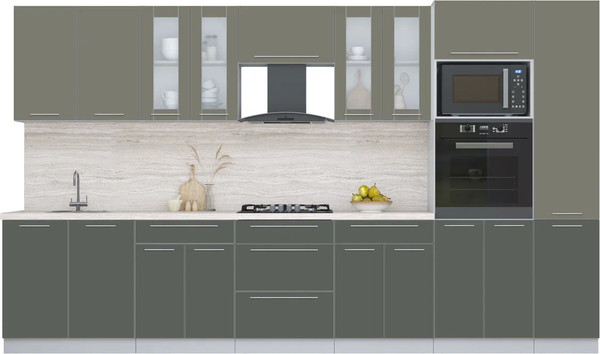Изображение товара Кухонный гарнитур Интерлиния Мила Пластик 3.6 (кварцевый/шторм/травертин серый)