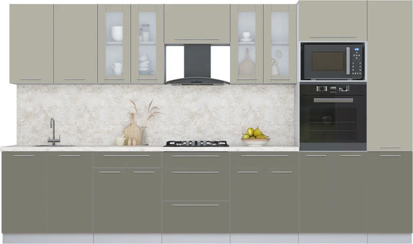 Изображение товара Кухонный гарнитур Интерлиния Мила Пластик 3.6 (латте/кварцевый/опал светлый)