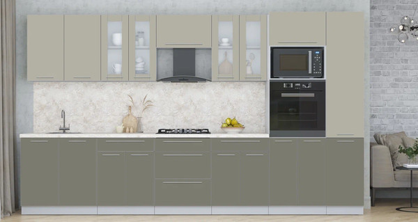 Изображение товара Кухонный гарнитур Интерлиния Мила Пластик 3.6 (латте/кварцевый/опал светлый)