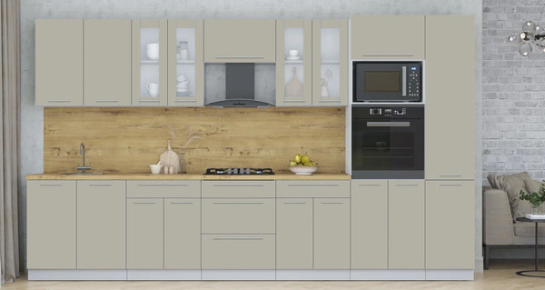 Изображение товара Кухонный гарнитур Интерлиния Мила Пластик 3.6 (латте/латте/дуб бунратти)