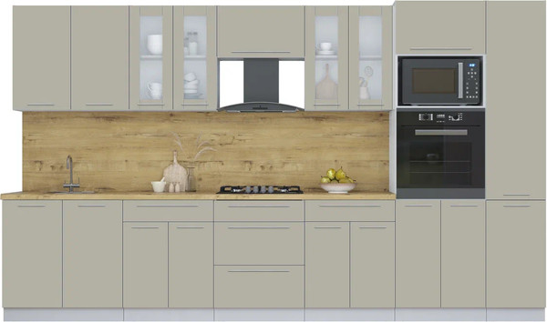 Изображение товара Кухонный гарнитур Интерлиния Мила Пластик 3.6 (латте/латте/дуб бунратти)