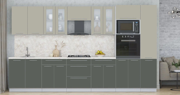 Изображение товара Кухонный гарнитур Интерлиния Мила Пластик 3.6 (латте/шторм/опал светлый)