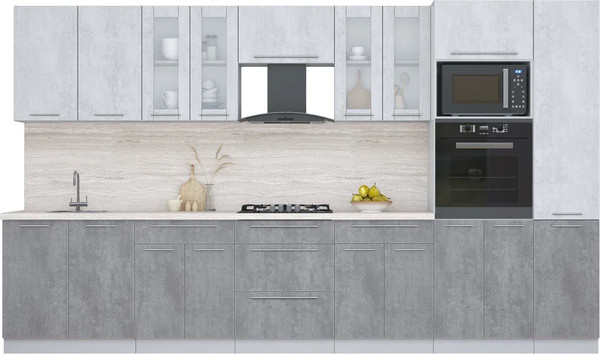 Изображение товара Кухонный гарнитур Интерлиния Мила Пластик 3.6 (оксид светлый/оксид темный/травертин серый)