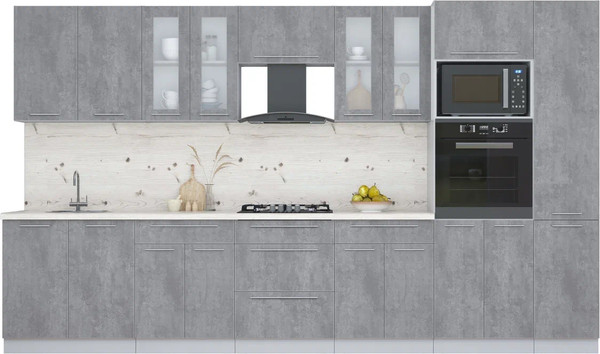 Изображение товара Кухонный гарнитур Интерлиния Мила Пластик 3.6 (оксид темный/оксид темный/бискайская сосна)