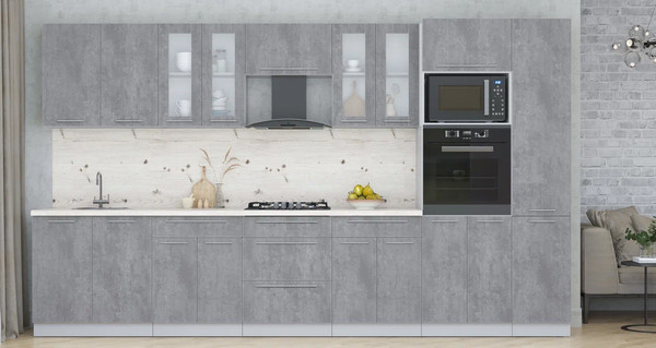 Изображение товара Кухонный гарнитур Интерлиния Мила Пластик 3.6 (оксид темный/оксид темный/бискайская сосна)