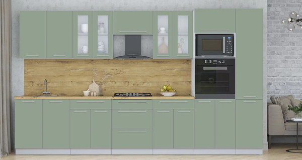 Изображение товара Кухонный гарнитур Интерлиния Мила Пластик 3.6 (полынь/полынь/дуб бунратти)