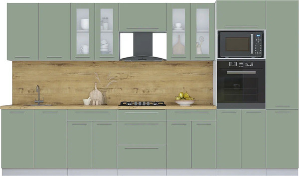 Изображение товара Кухонный гарнитур Интерлиния Мила Пластик 3.6 (полынь/полынь/дуб бунратти)