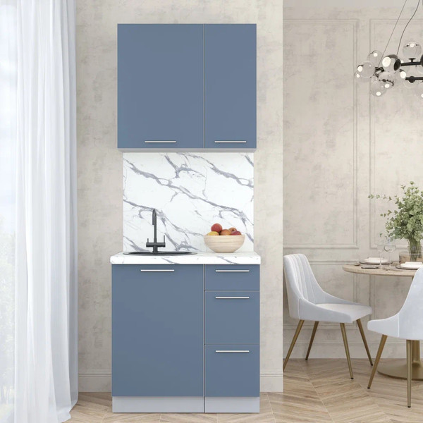 Изображение товара Кухонный гарнитур Интерлиния Мила Пластик 0.8 А (арктический/арктический/белый гранит)