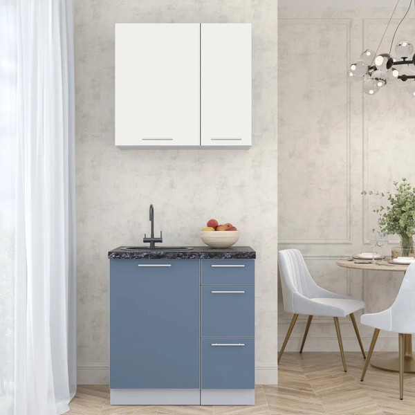 Изображение товара Кухонный гарнитур Интерлиния Мила Пластик 0.8 А (зефирный/арктический/кастилло темный)