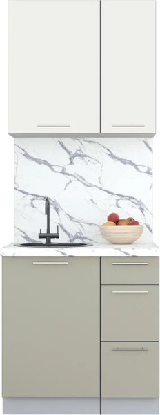 Изображение товара Кухонный гарнитур Интерлиния Мила Пластик 0.8 А (зефирный/латте/белый гранит)