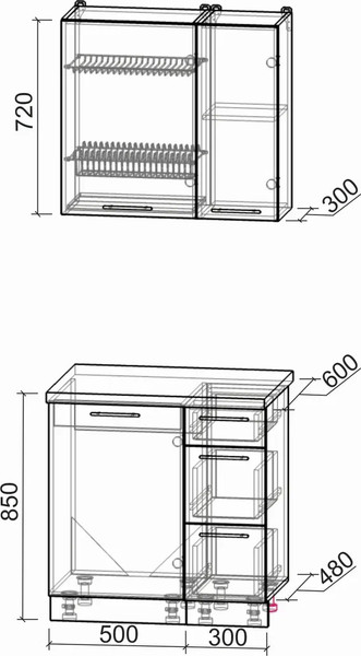 Изображение товара Кухонный гарнитур Интерлиния Мила Пластик 0.8 А (зефирный/латте/белый гранит)