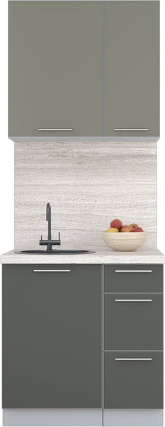 Изображение товара Кухонный гарнитур Интерлиния Мила Пластик 0.8 А (кварцевый/шторм/травертин серый)