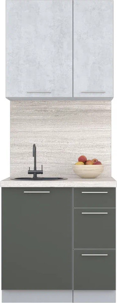 Изображение товара Кухонный гарнитур Интерлиния Мила Пластик 0.8 А (оксид светлый/шторм/травертин серый)