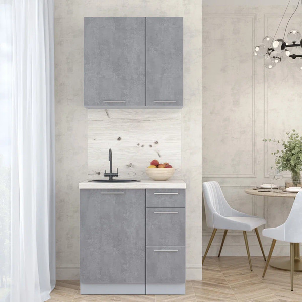 Изображение товара Кухонный гарнитур Интерлиния Мила Пластик 0.8 А (оксид темный/оксид темный/бискайская сосна)