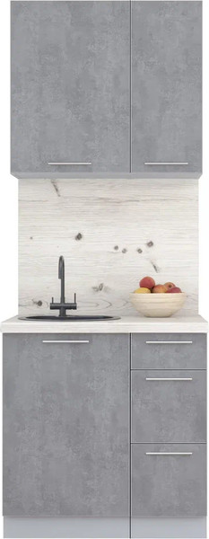 Изображение товара Кухонный гарнитур Интерлиния Мила Пластик 0.8 А (оксид темный/оксид темный/бискайская сосна)