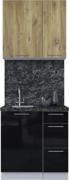 Изображение товара Кухонный гарнитур Интерлиния Мила Пластик 0.8 А (дуб эпоксид/черный/кастилло темный)