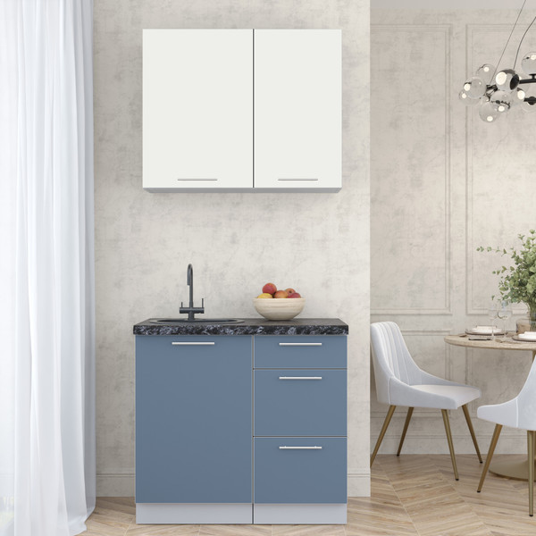 Изображение товара Кухонный гарнитур Интерлиния Мила Пластик 0.9 А (зефирный/арктический/кастилло темный)