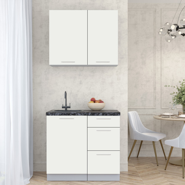 Изображение товара Кухонный гарнитур Интерлиния Мила Пластик 0.9 А (зефирный/зефирный/кастилло темный)