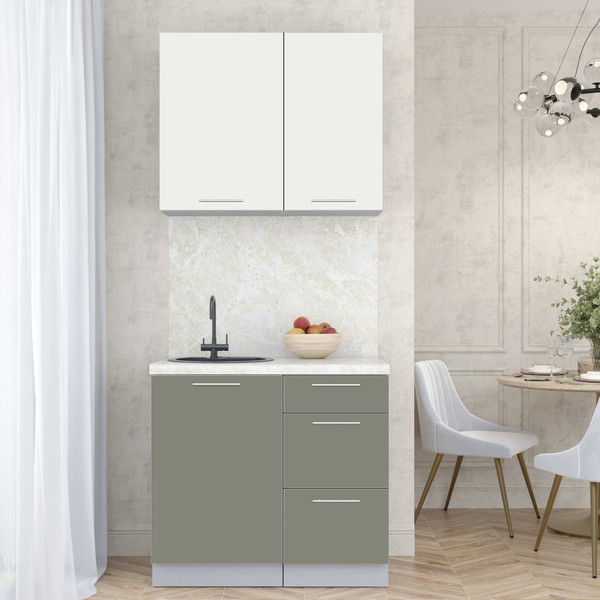 Изображение товара Кухонный гарнитур Интерлиния Мила Пластик 0.9 А (зефирный/кварцевый/опал светлый)