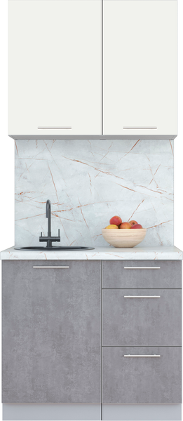Изображение товара Кухонный гарнитур Интерлиния Мила Пластик 0.9 А (зефирный/оксид темный/серый каспий)