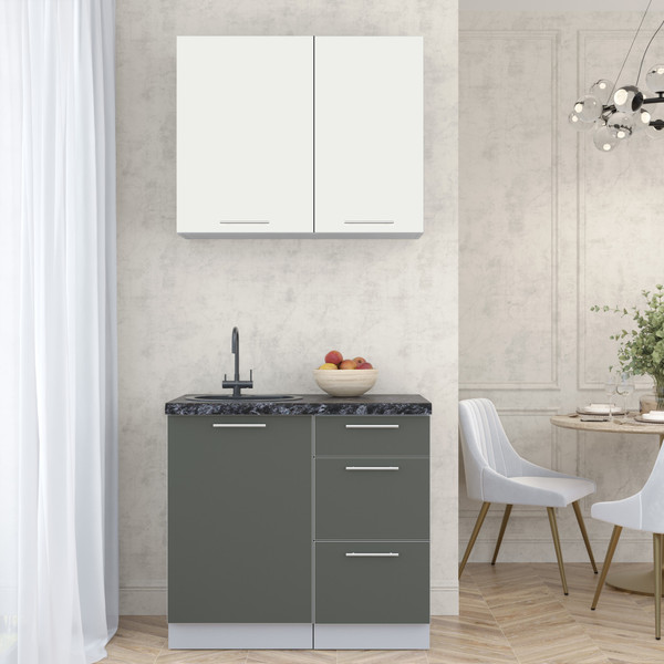 Изображение товара Кухонный гарнитур Интерлиния Мила Пластик 0.9 А (зефирный/шторм/кастилло темный)