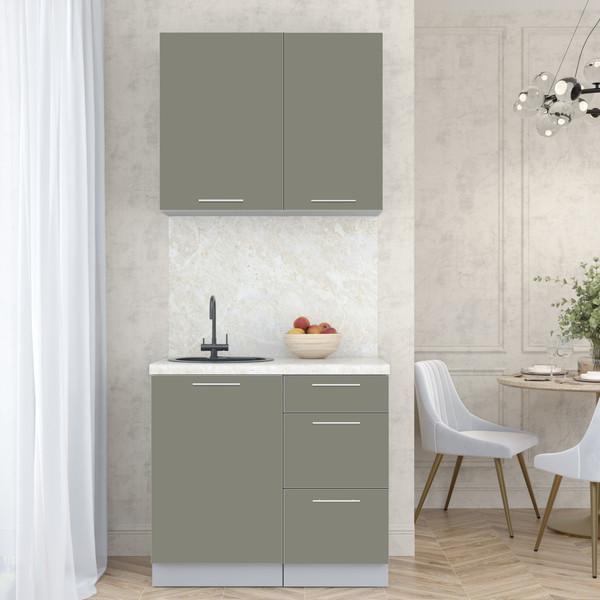 Изображение товара Кухонный гарнитур Интерлиния Мила Пластик 0.9 А (кварцевый/кварцевый/опал светлый)