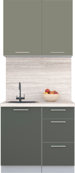 Изображение товара Кухонный гарнитур Интерлиния Мила Пластик 0.9 А (кварцевый/шторм/травертин серый)
