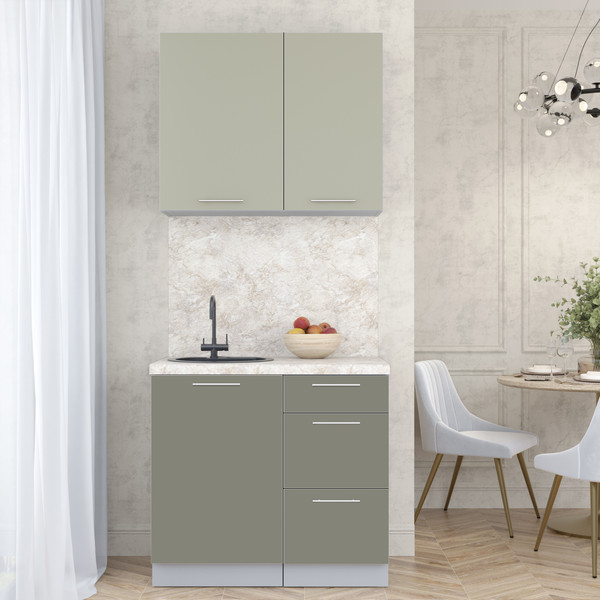 Изображение товара Кухонный гарнитур Интерлиния Мила Пластик 0.9 А (латте/кварцевый/опал светлый)