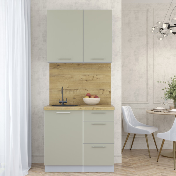 Изображение товара Кухонный гарнитур Интерлиния Мила Пластик 0.9 А (латте/латте/дуб бунратти)