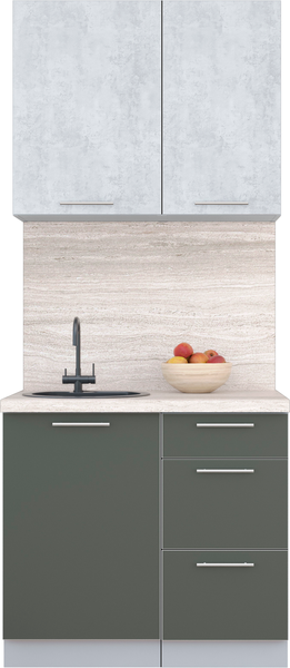 Изображение товара Кухонный гарнитур Интерлиния Мила Пластик 0.9 А (оксид светлый/шторм/травертин серый)