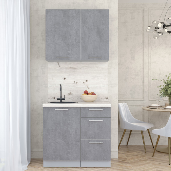 Изображение товара Кухонный гарнитур Интерлиния Мила Пластик 0.9 А (оксид темный/оксид темный/бискайская сосна)