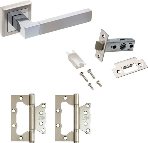 Изображение товара Комплект дверной фурнитуры VELA Перуджа без фиксатора (матовый никель/хром)