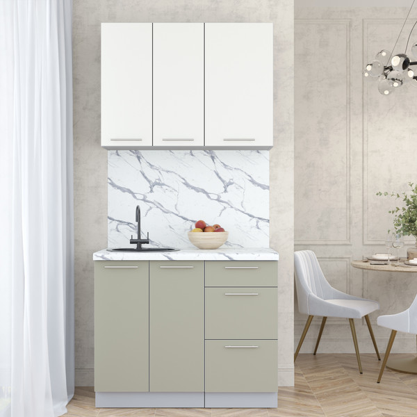 Изображение товара Кухонный гарнитур Интерлиния Мила Пластик 1.0 А (зефирный/латте/белый гранит)