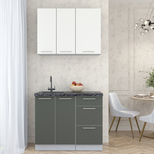 Изображение товара Кухонный гарнитур Интерлиния Мила Пластик 1.0 А (зефирный/шторм/кастилло темный)