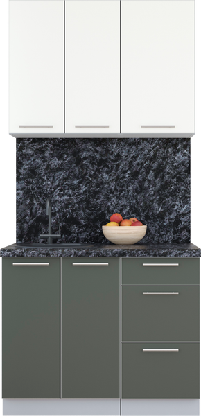 Изображение товара Кухонный гарнитур Интерлиния Мила Пластик 1.0 А (зефирный/шторм/кастилло темный)