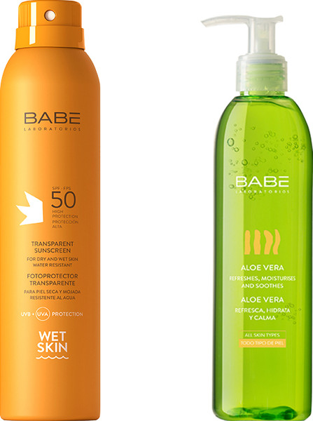 Изображение товара Набор косметики для тела Laboratorios Babe Спрей солнцезащитный SPF 50+Гель для тела Алоэ 100% (200мл+90мл)