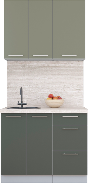 Изображение товара Кухонный гарнитур Интерлиния Мила Пластик 1.0 А (кварцевый/шторм/травертин серый)