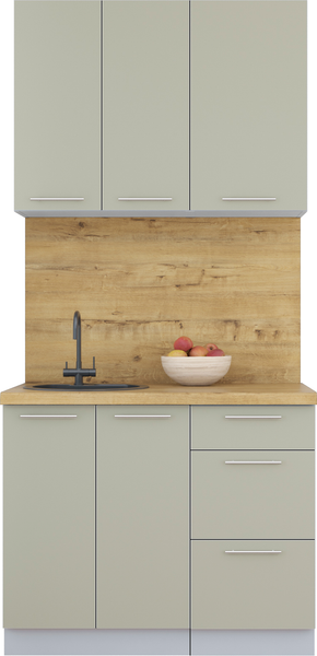 Изображение товара Кухонный гарнитур Интерлиния Мила Пластик 1.0 А (латте/латте/дуб бунратти)