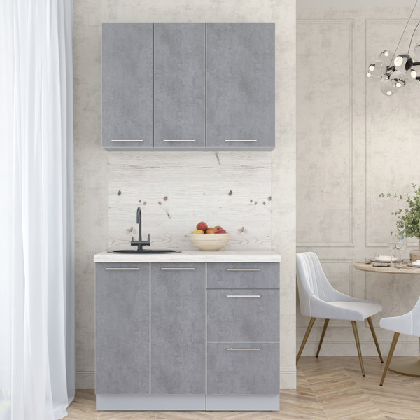 Изображение товара Кухонный гарнитур Интерлиния Мила Пластик 1.0 А (оксид темный/оксид темный/бискайская сосна)