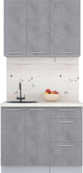 Изображение товара Кухонный гарнитур Интерлиния Мила Пластик 1.0 А (оксид темный/оксид темный/бискайская сосна)