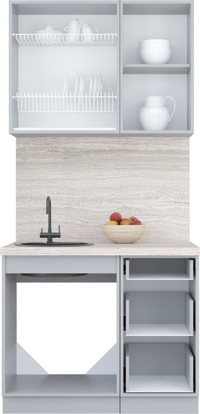 Изображение товара Кухонный гарнитур Интерлиния Мила Пластик 1.0 А (оксид темный/оксид темный/бискайская сосна)