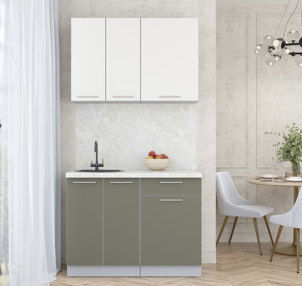 Изображение товара Кухонный гарнитур Интерлиния Мила Пластик 1.1 А (зефирный/кварцевый/опал светлый)